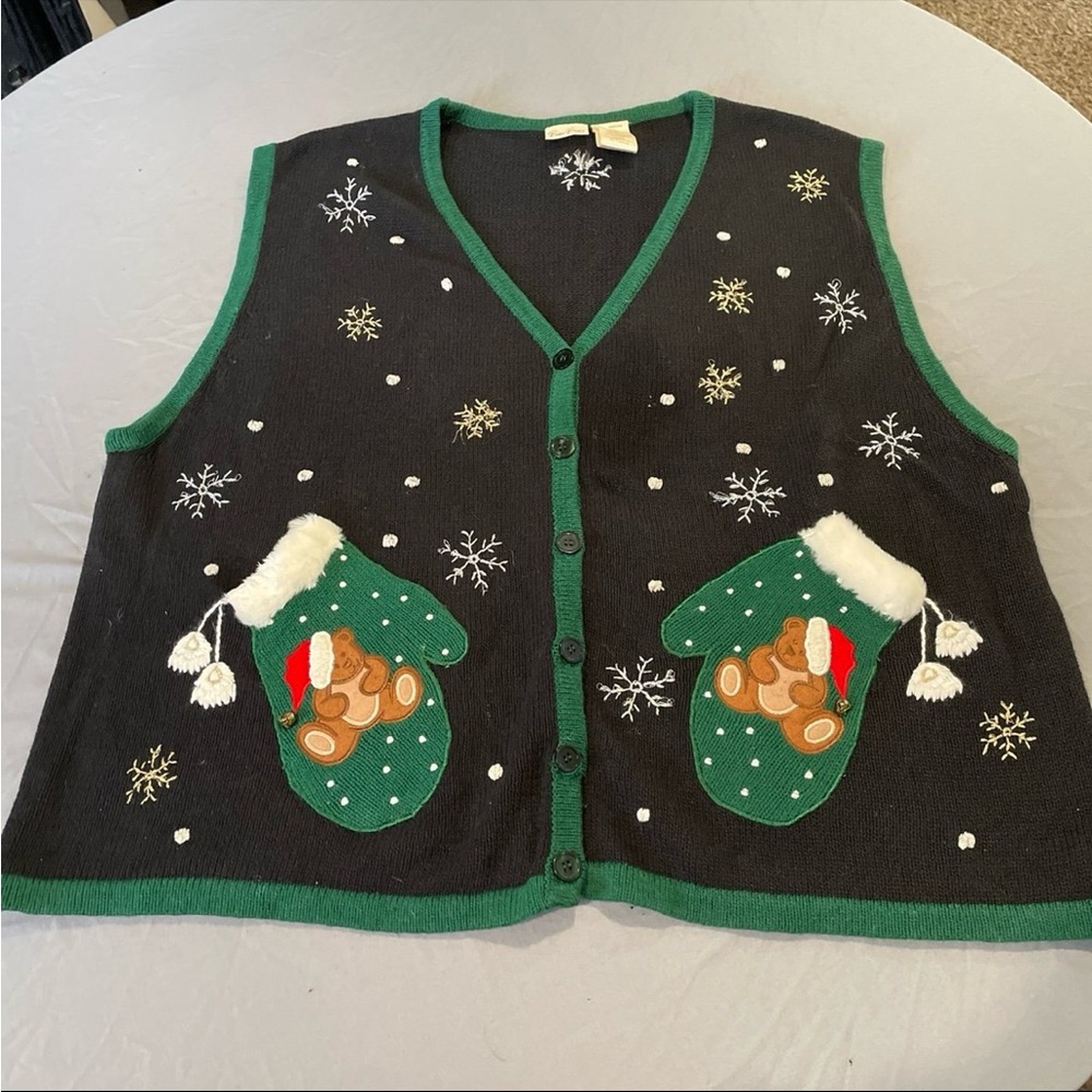 Bobbie Brooks vintage Christmas bear sweater vest size 22W/24W